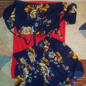 Plus Off Shoulder Floral Print Shirred Top With Sh